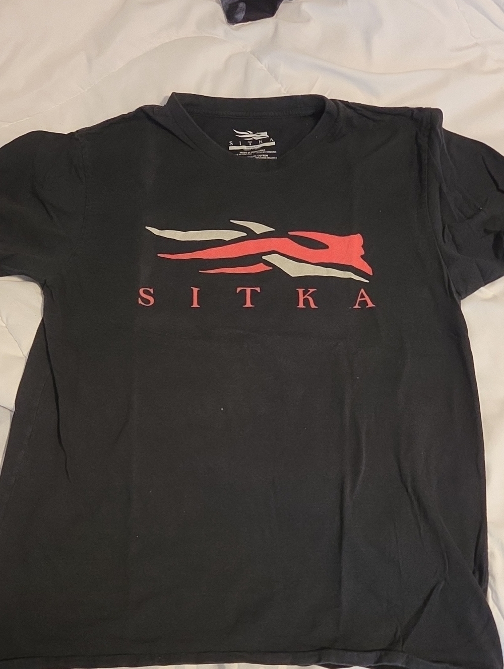 Sitka Men's Black Short Sleeve Tee with Orange and Cream Logo